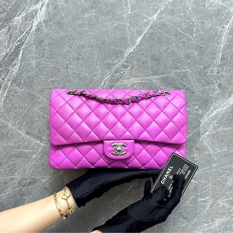 Chanel Quilted Leather Shoulder Bag for FashionistasDouble Flap Lambskin Violet SHW No 14