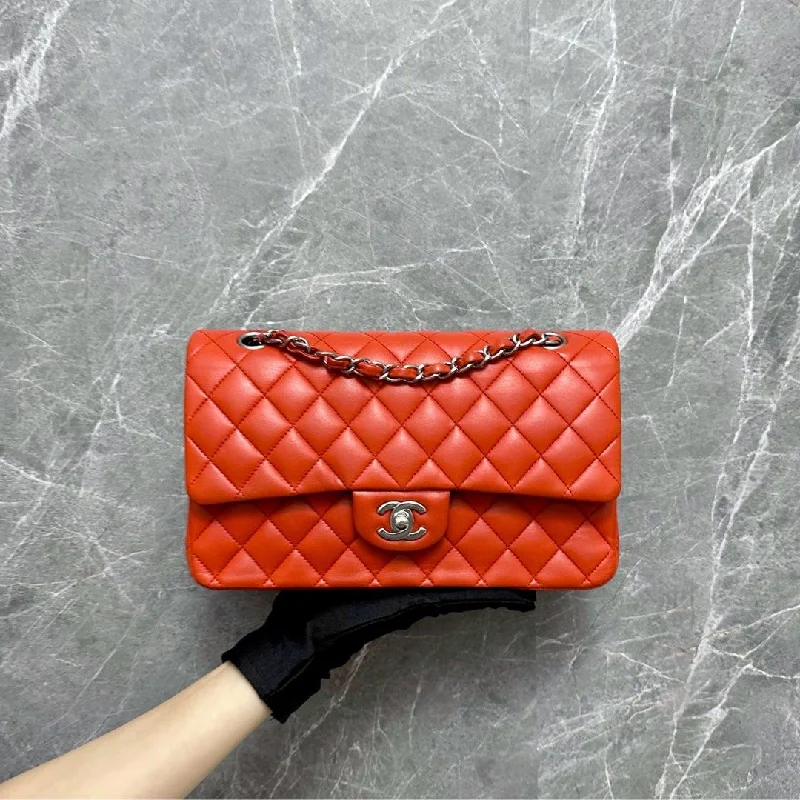 Chanel classicLambskin Double Flap Orange SHW No 15