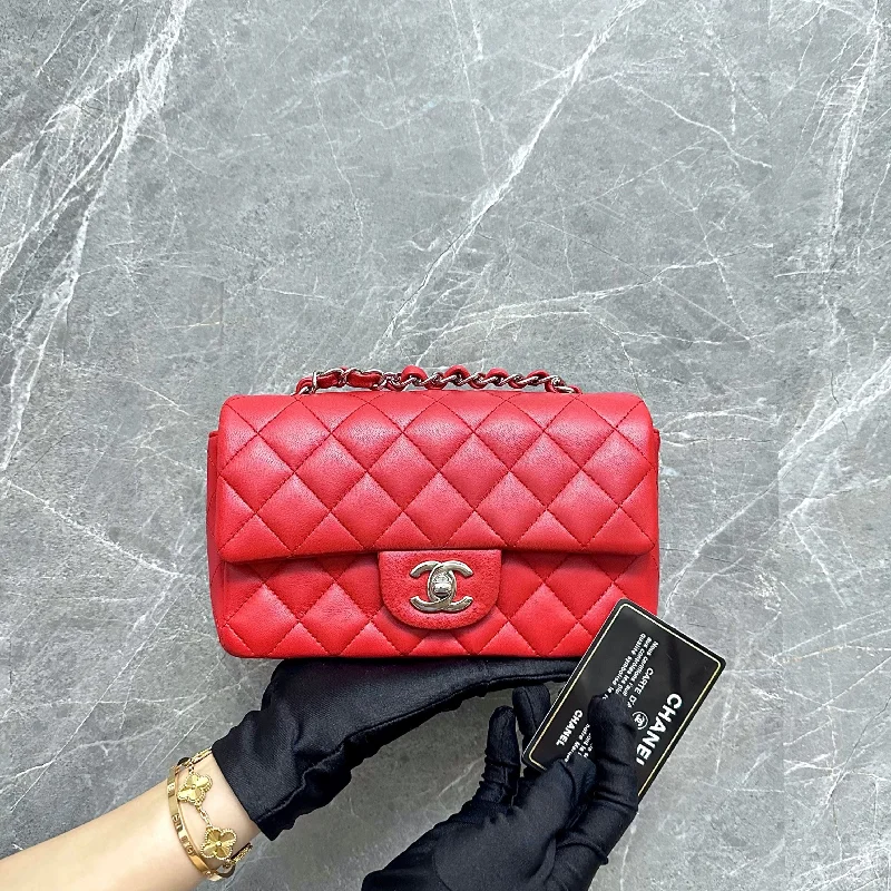 Chanel bags with adjustable chain strapsMini Rectangular Classic Flap Lambskin Red GHW No 21