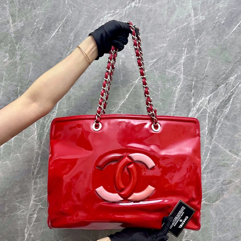 Chanel Medium Tote Bag for Office LadiesTote Lipstick Patent Leather Red No 13