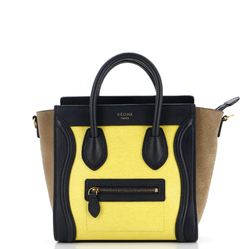 Water - Resistant Celine Beach Bags for Summer FunTricolor Luggage Bag Leather Nano